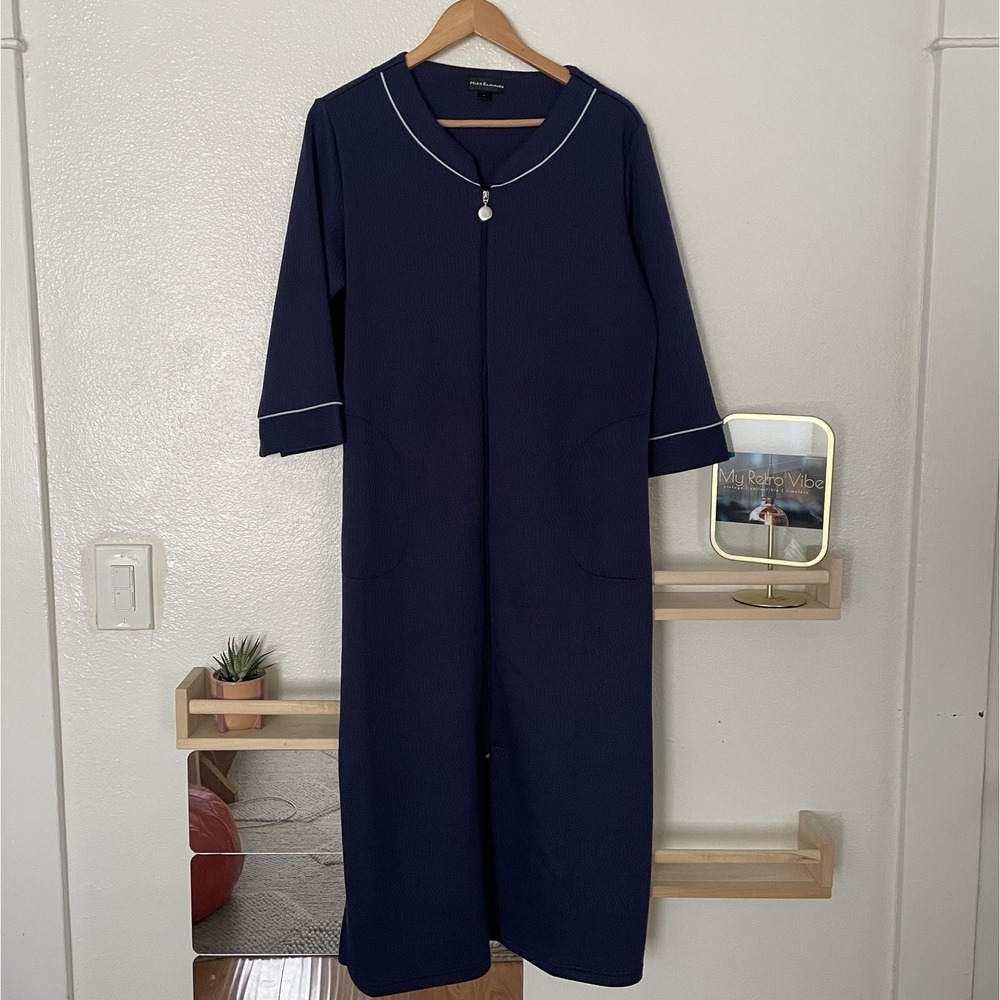 Miss Elaine Women's Zip Sleep Knit Robe Blue Size Small